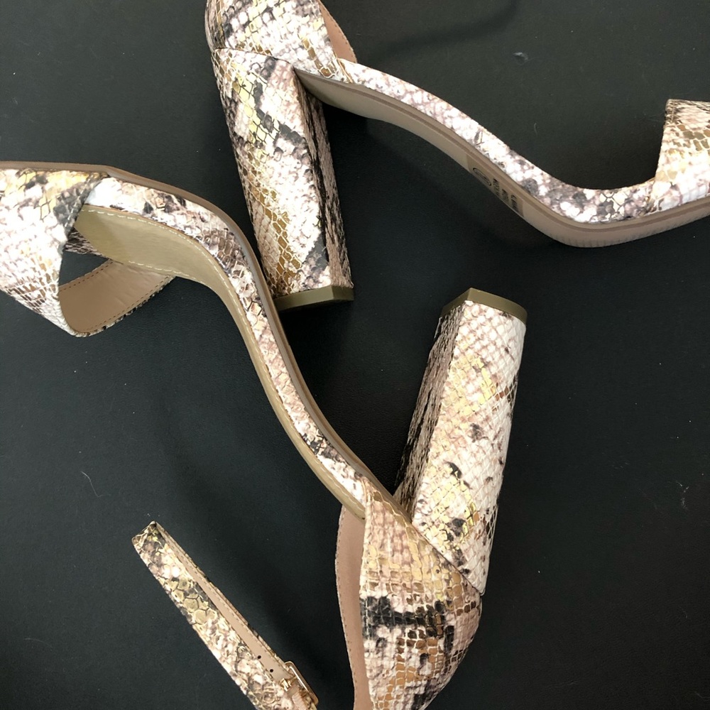 Faux Snakeskin Strappy Heels